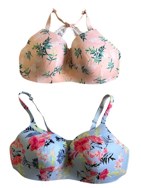 Cacique 42DD Floral T-Shirt & Plunge Bras Set Of 2 - Picture 1 of 10